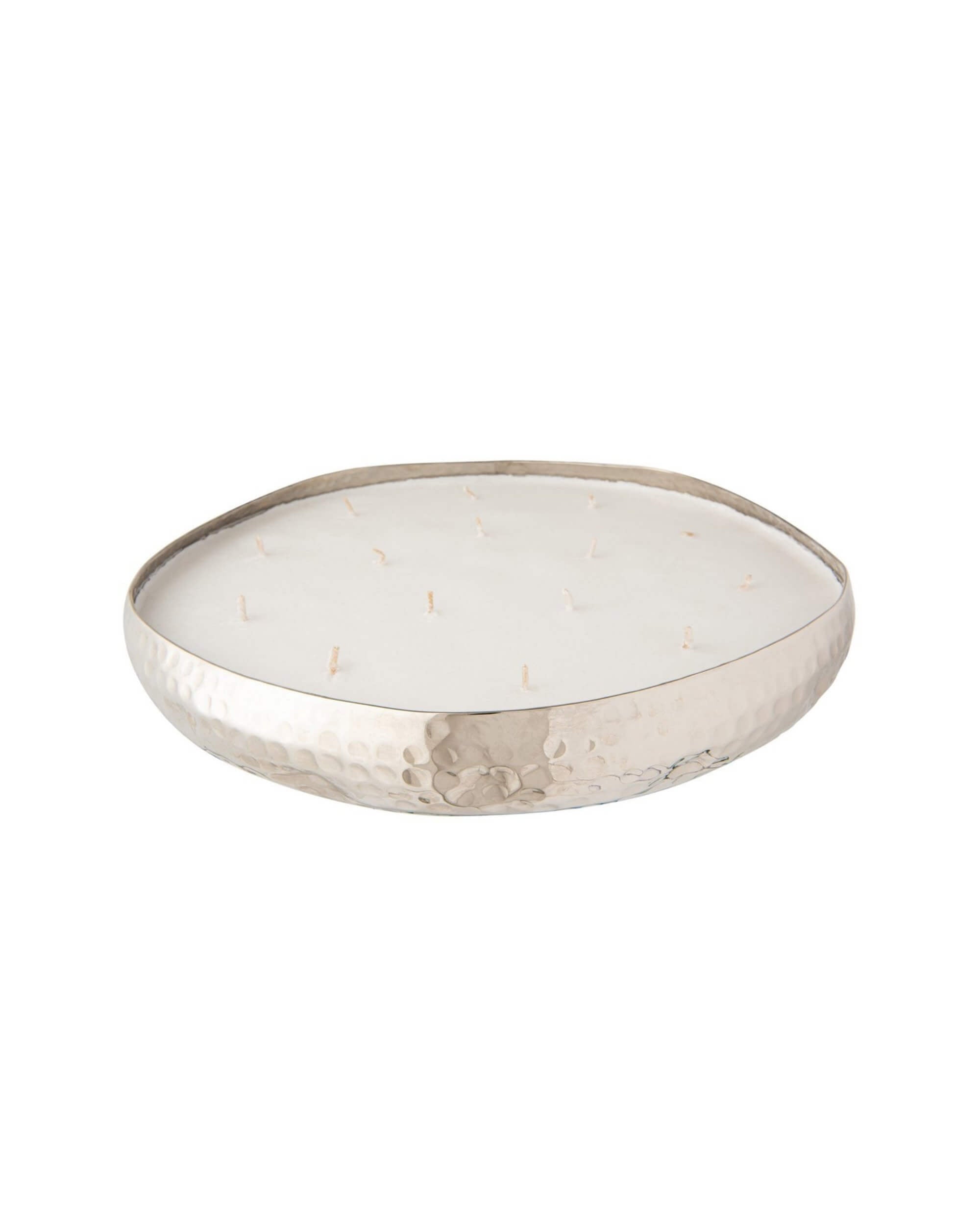 Grande Bougie Centre de Table Lina XL – Multi-Mèches Argent & Agrumes Ø36cm