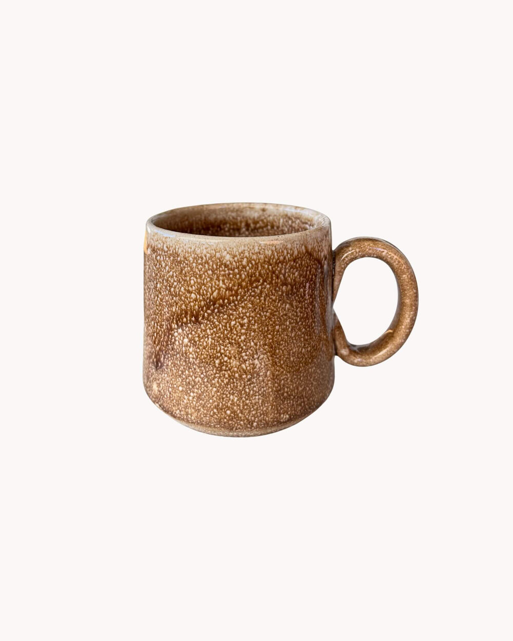 Mug artisanal KARAMELO en céramique beige et caramel fait main