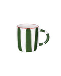 Mug artisanal MINERVA rayé vert et blanc avec liseré rouge – céramique espagnole Blomstra Home
