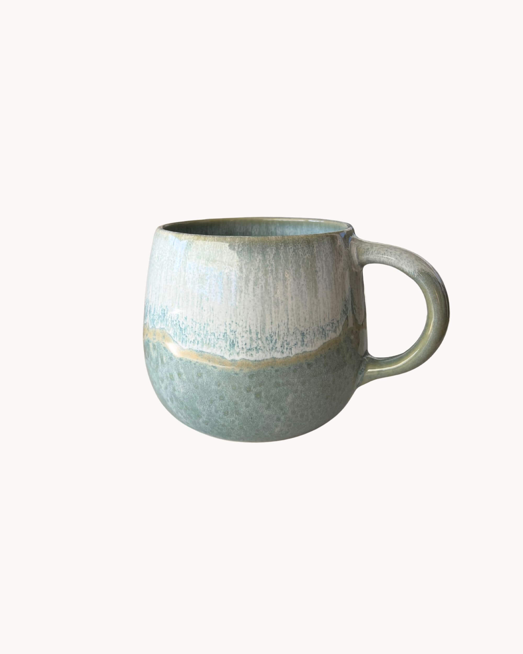 Mug artisanal SÉRÉNITÉ en céramique vert aqua et blanc fait main