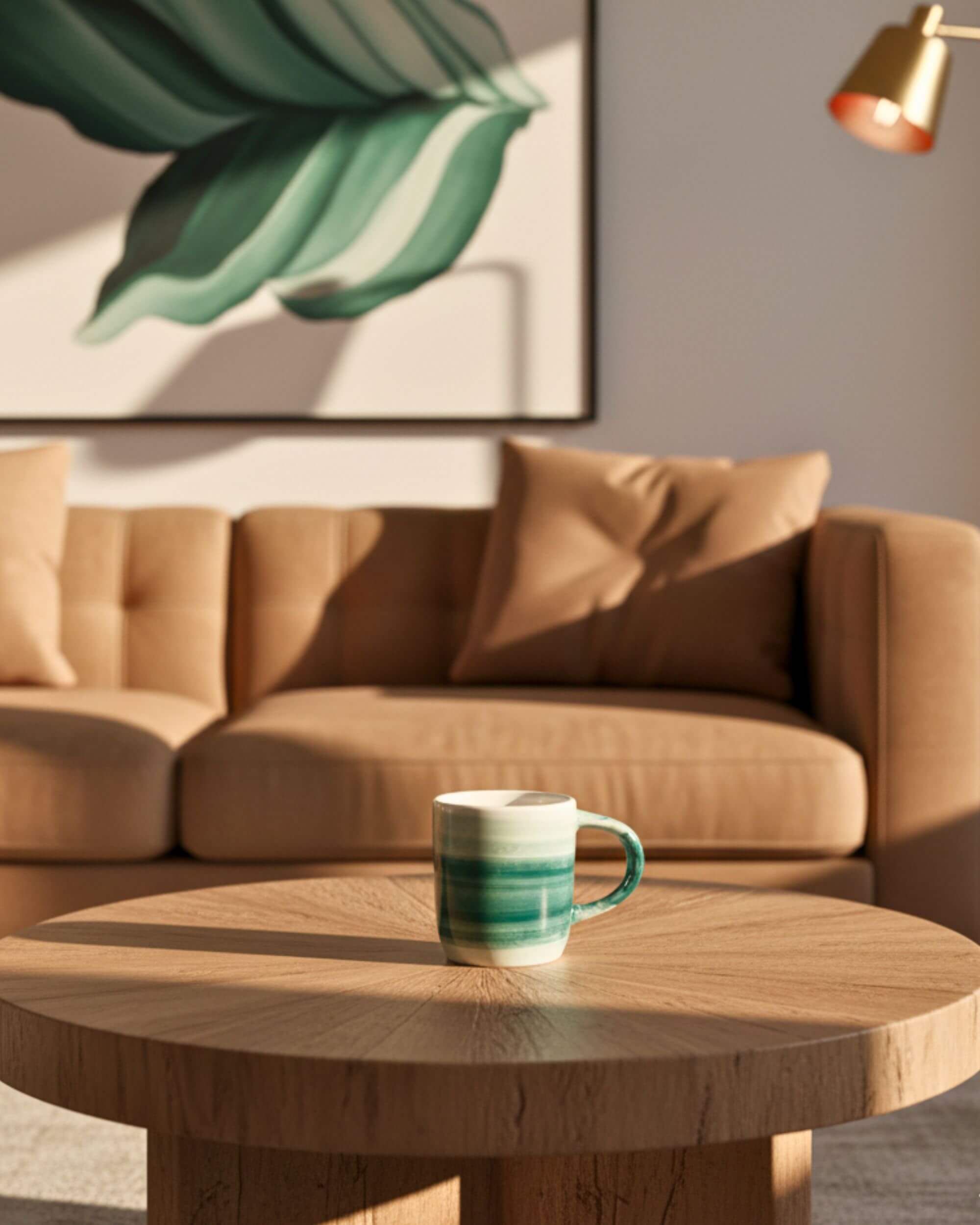 Mug MINERVA vert dégradé sur table basse en bois clair – design méditerranéen Blomstra Home