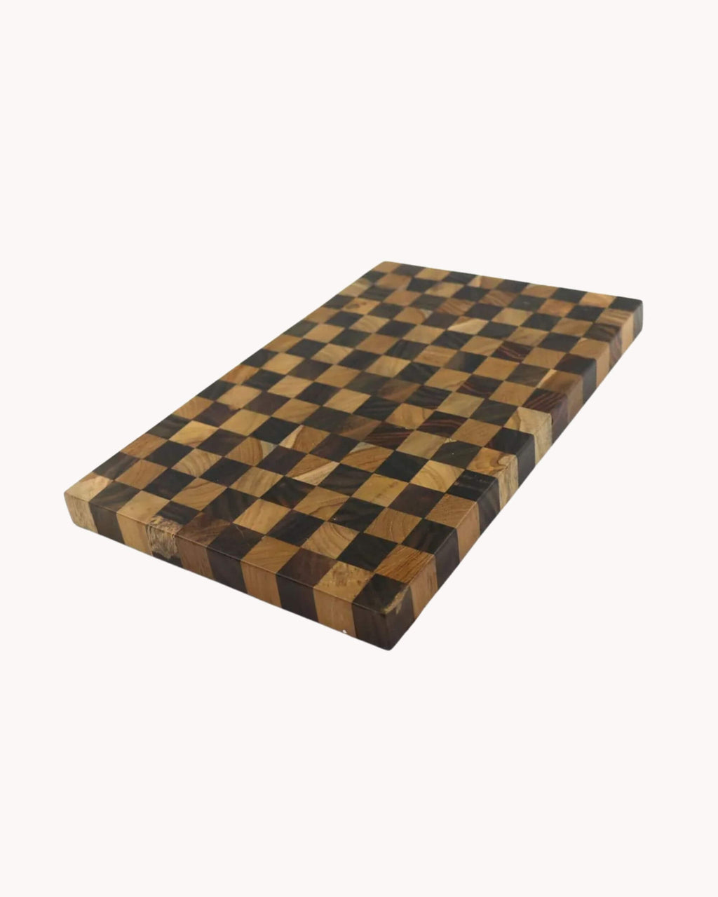 Planche à découper AKANA en bois recyclé motif damier
