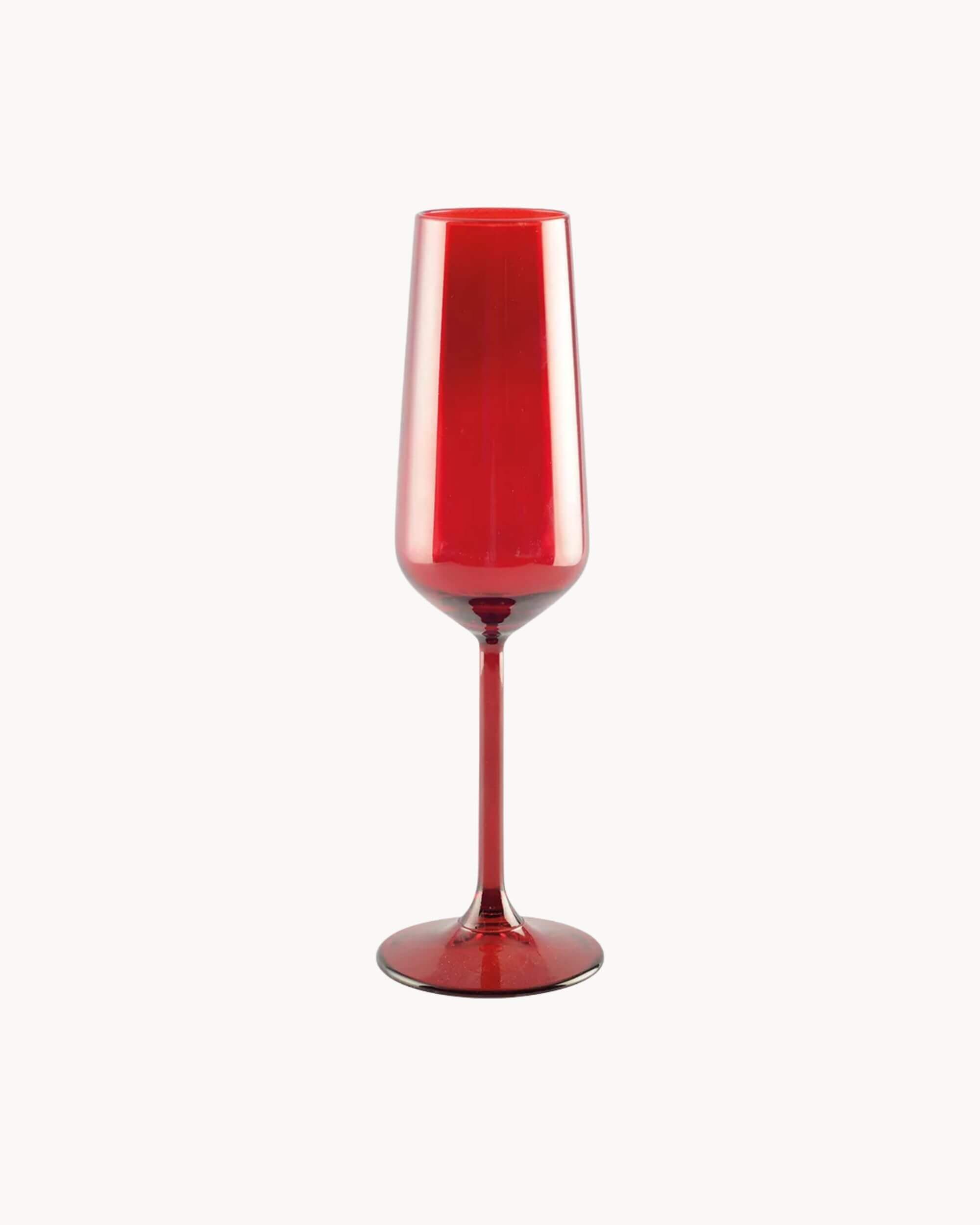 Flûte à champagne rouge RUBY en verre, vue individuelle
