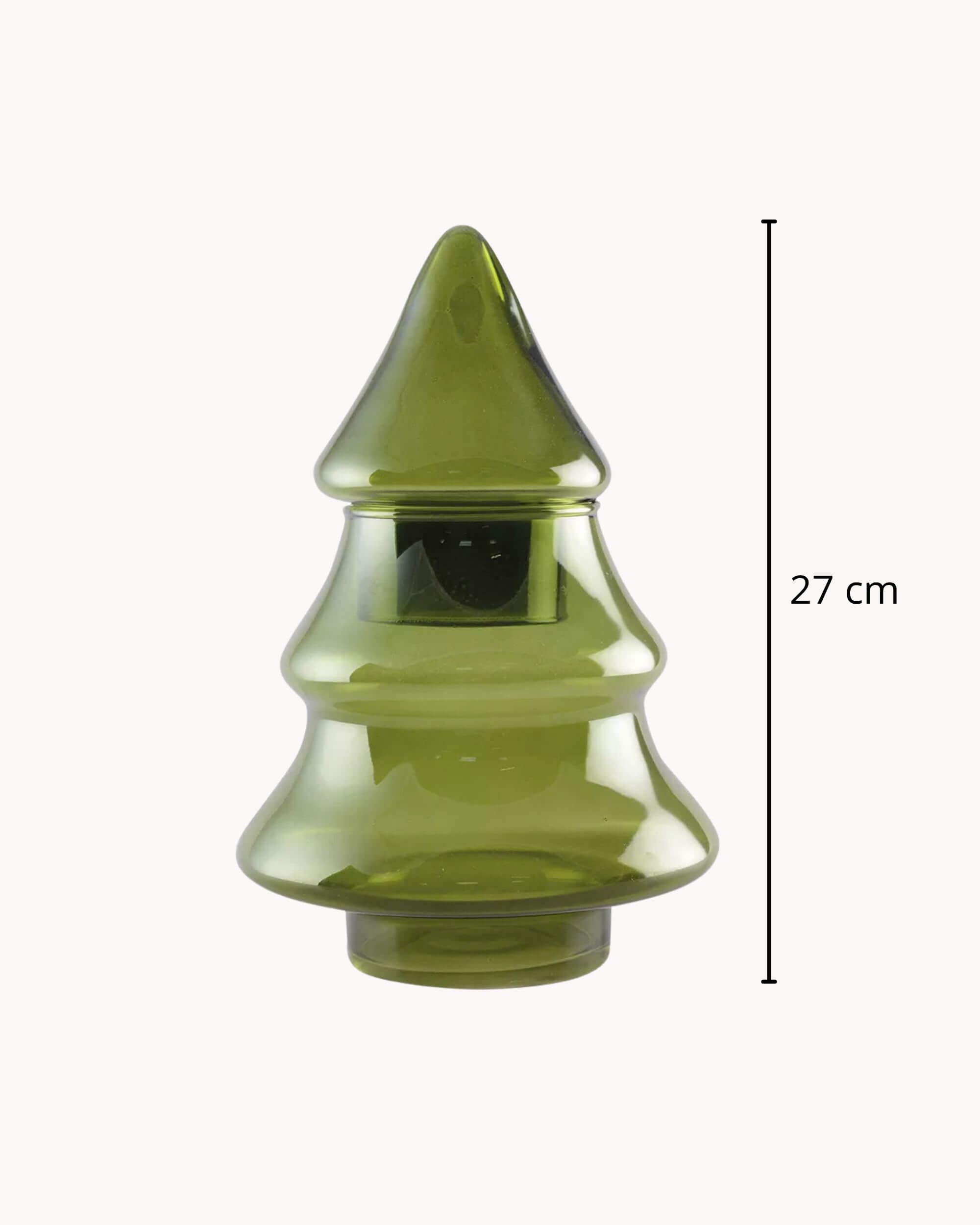 Bonbonnière SALI sapin en verre vert hauteur 27 cm

