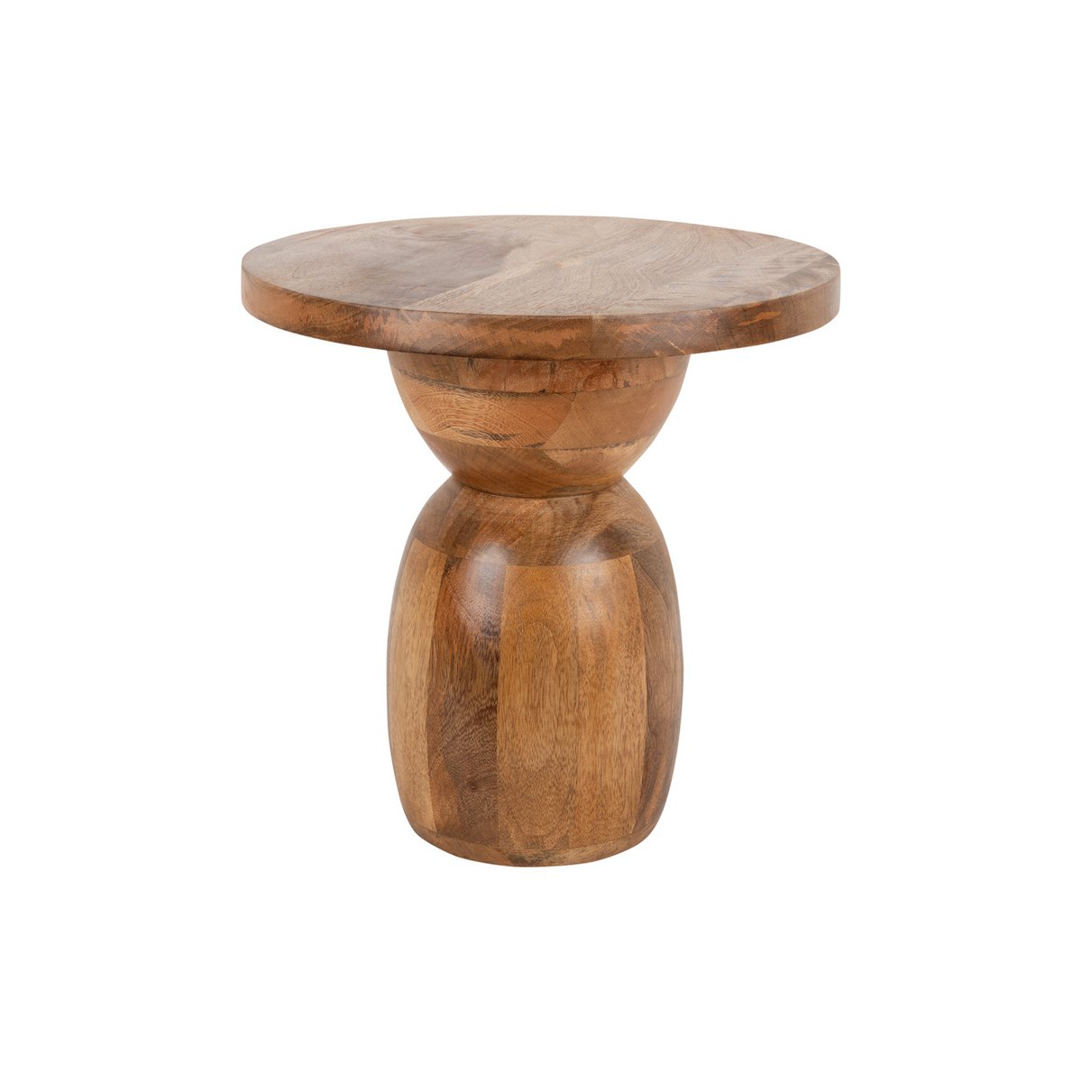 Table d'appoint forme sablier diabolo en bois de manguier massif naturel