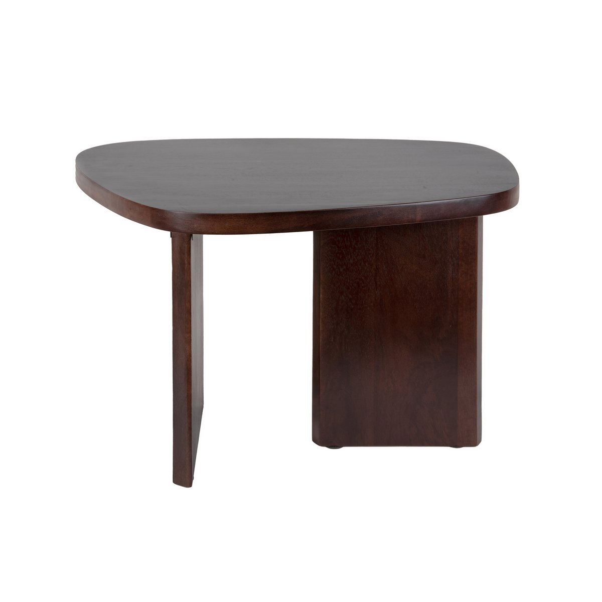 Table basse forme organique haricot en bois de manguier massif foncé