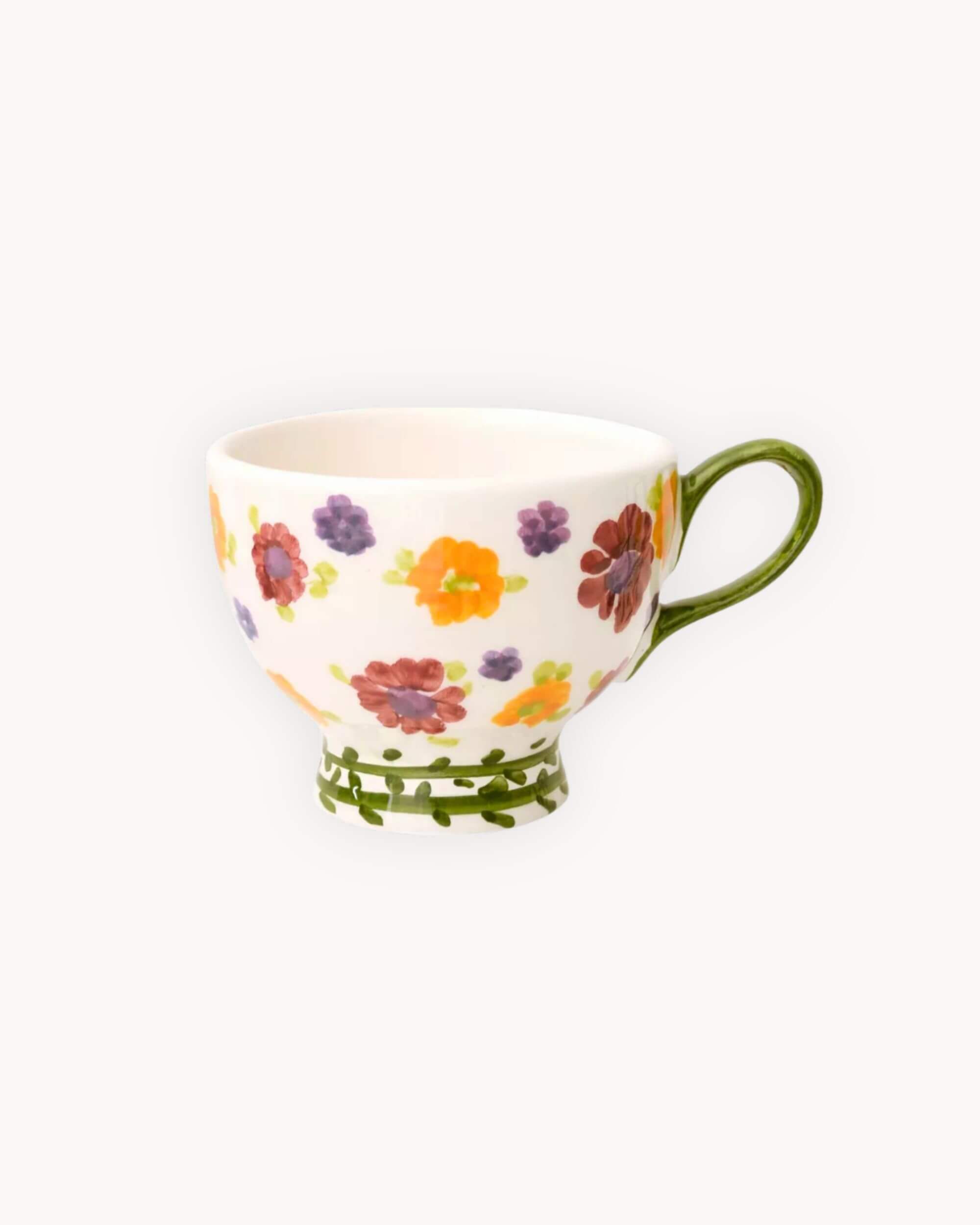 Tasse artisanale SUZANNE en céramique florale multicolore peinte à la main – Blomstra Home